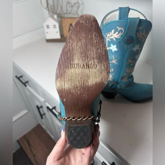 Durango Women’s Turquoise Harness Western Boots 6.5M Floral Embroidered Cowgirl - Picture 7 of 8